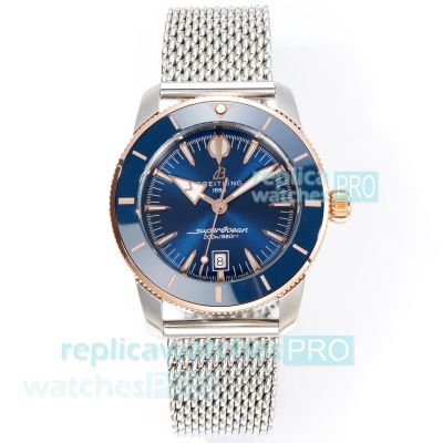 BLS Swiss Replica Breitling Superocean Heritage Rose Gold Two-Tone Milanese Mesh Watch 